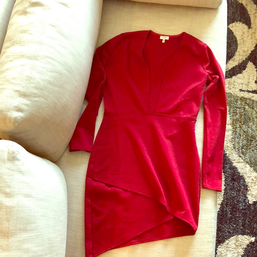Plunging body con dress